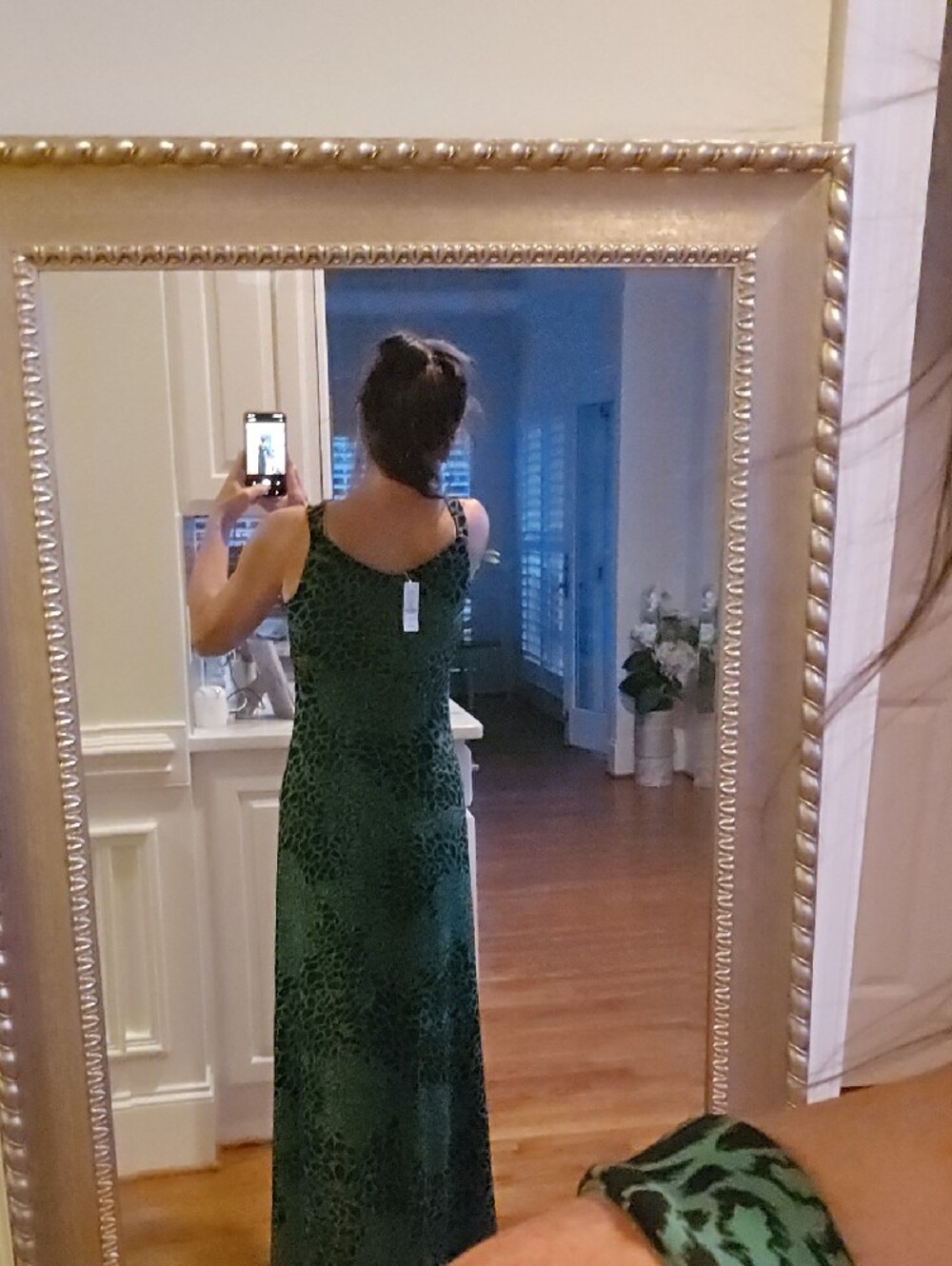 White House Black Market Green Patterned Maxi Dress - Picture 3 of 3